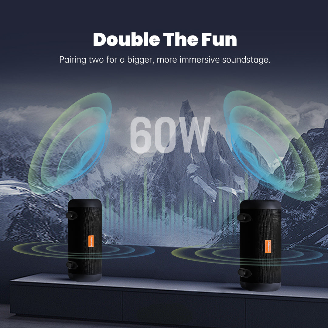 30W portable outdoor speaker with nylon strap and USB charge out