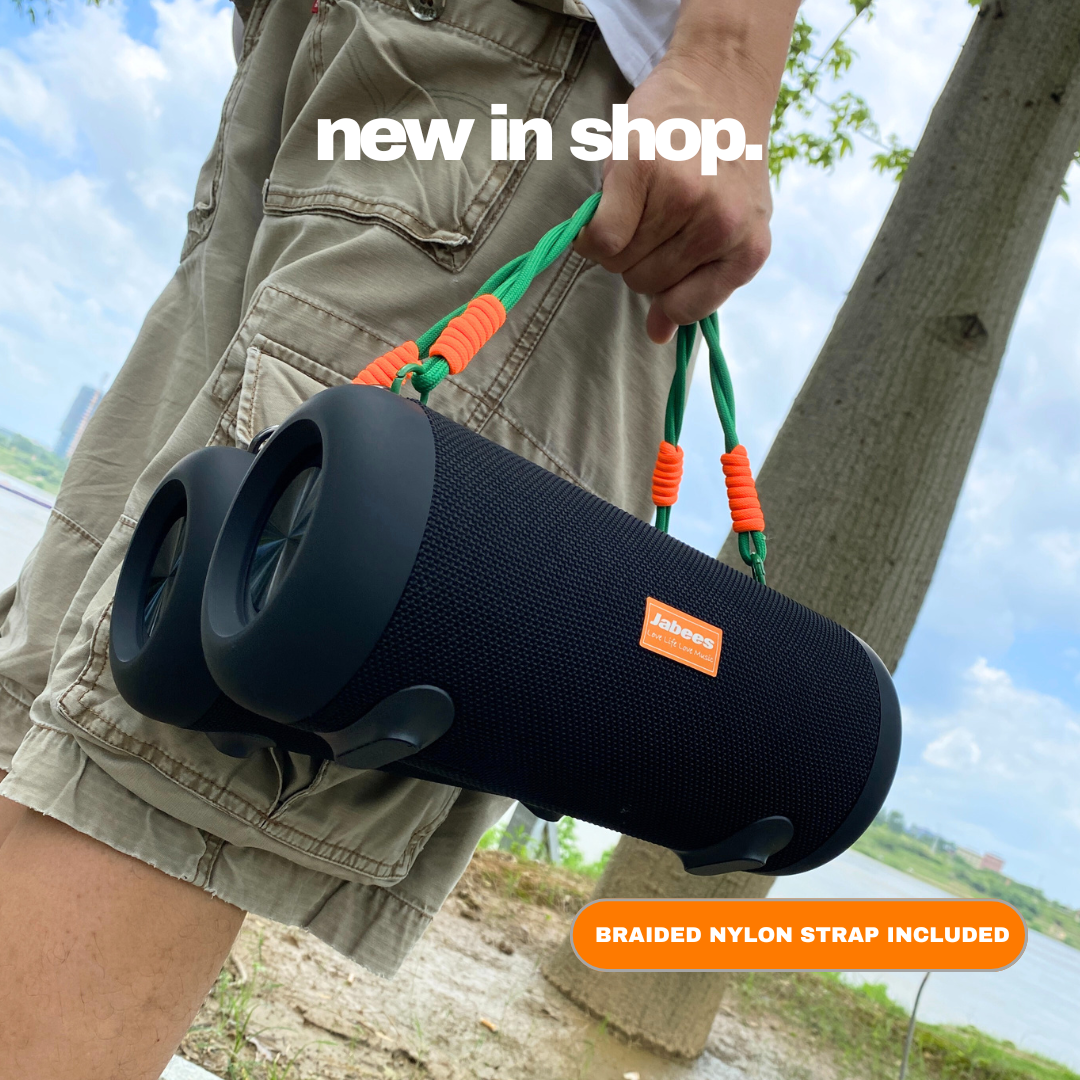 30W portable outdoor speaker with nylon strap and USB charge out